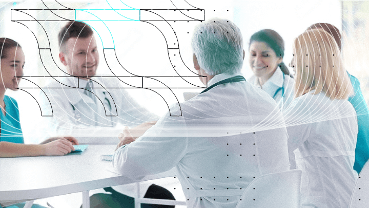 Group of medical professionals in a meeting in an office