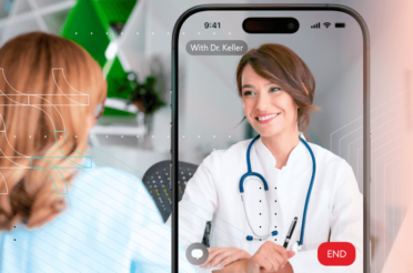 Video call on a phone with a doctor during a telemedicine consultation.