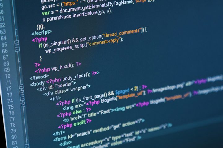 Detailed view of a screen with PHP programming code.