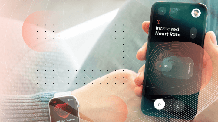 Person using a smartphone to monitor heart rate.