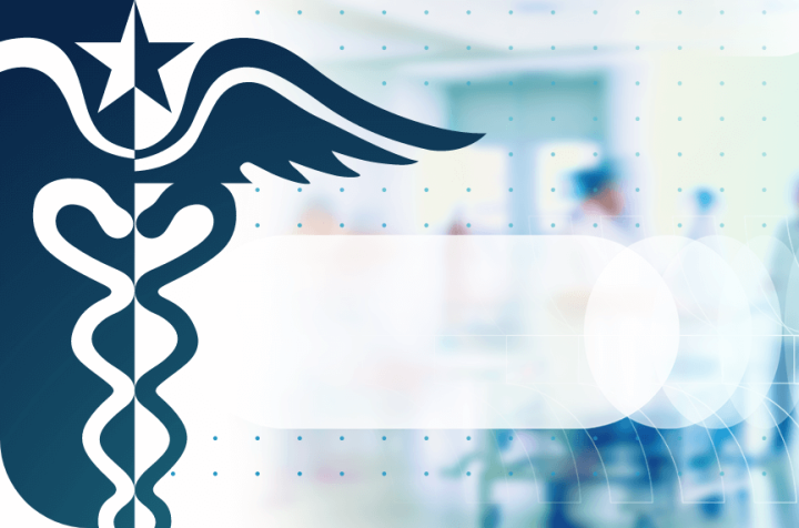 Logo of a medical organization in a hospital environment.