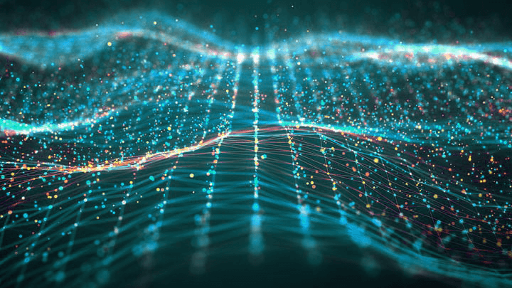 Abstract image of a digital network with waves.