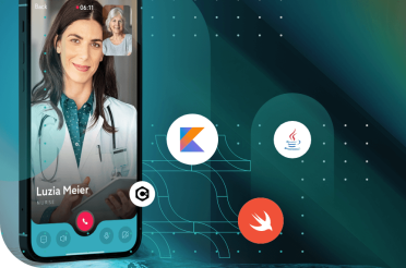 Phone screen showing a video call with a nurse.