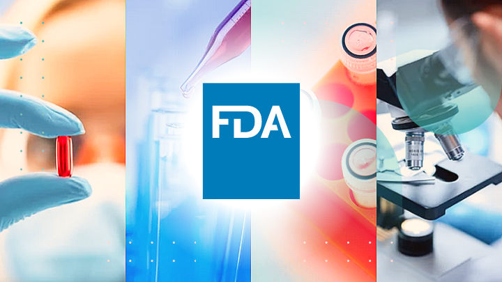 Collage of four images related to science and the FDA.