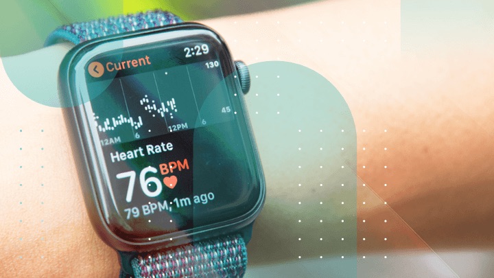 Smartwatch displaying heart rate measurement results.