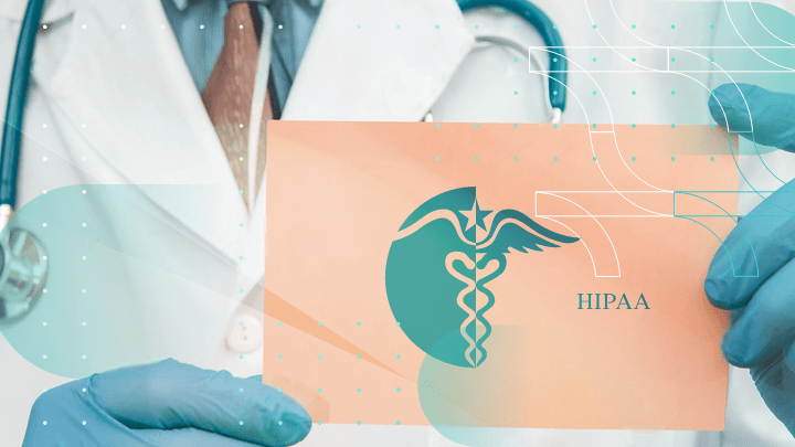 Medical professional holding a card with the HIPAA logo.