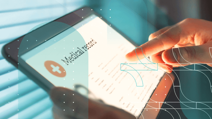 Person reviewing a medical record on a tablet.