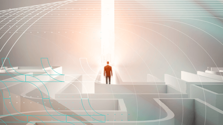 Businessman at the exit of a maze.