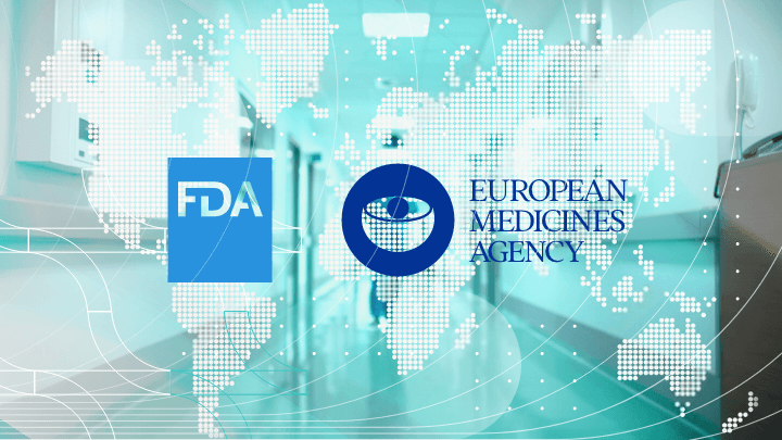 Logos of the FDA and European Medicines Agency (EMA).