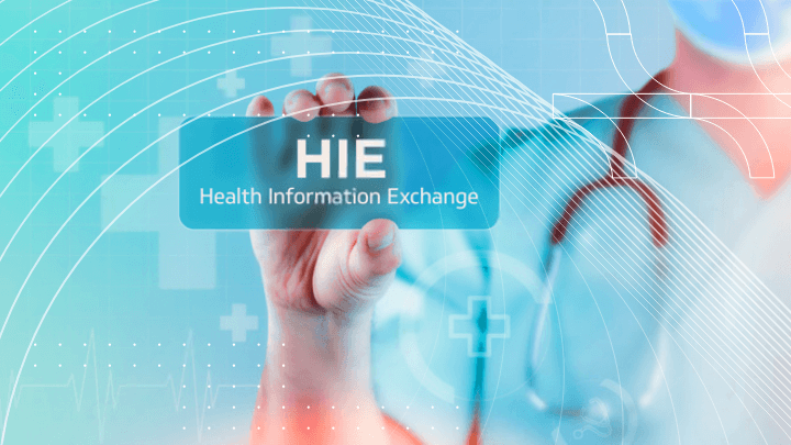Medical professional holding a sign with &ldquo;HIE&rdquo; (Health Information Exchange).
