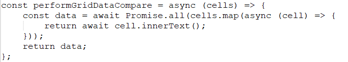 JavaScript code of a function for table manipulation.