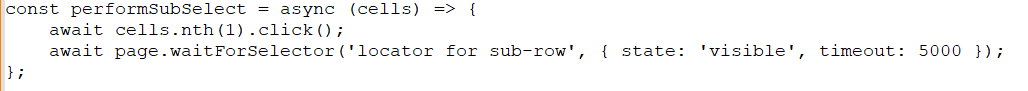 JavaScript code of a function for table manipulation.