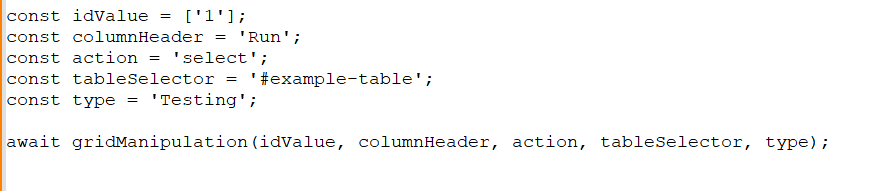 JavaScript code defining a selection function.