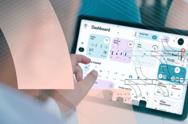 Person using a tablet to view a medical dashboard.