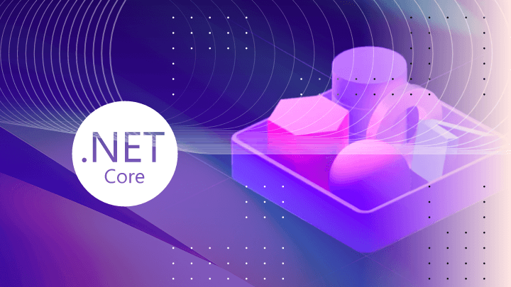 .NET Core logo with 3D elements.