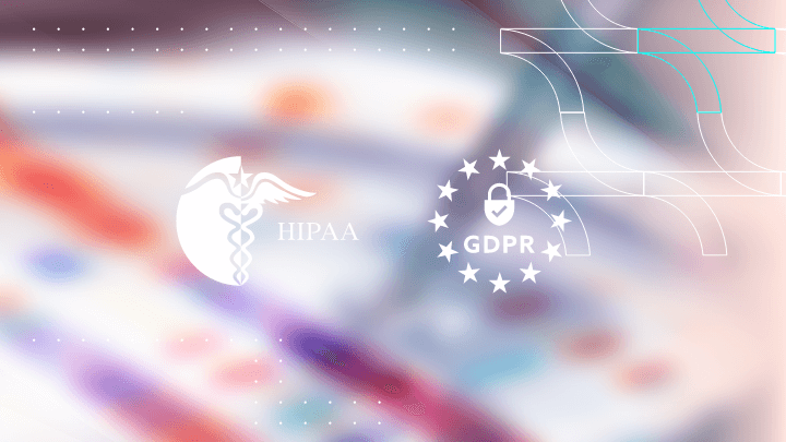 Two logos displayed for HIPAA and GDPR, representing data protection.