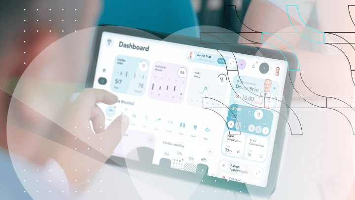 Person using a tablet with patient medical data.