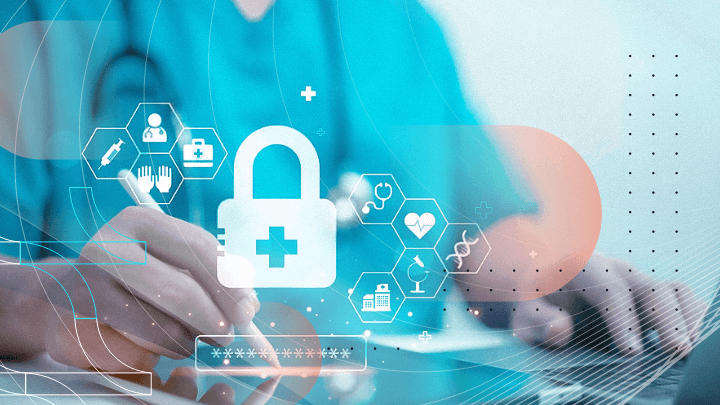A doctor entering data into specialized software.