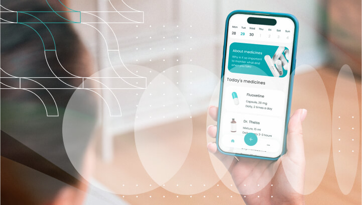 Phone with an app for medication and dosage tracking.