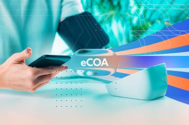 A user tracks medical data and questionnaires through an eCOA mobile application.