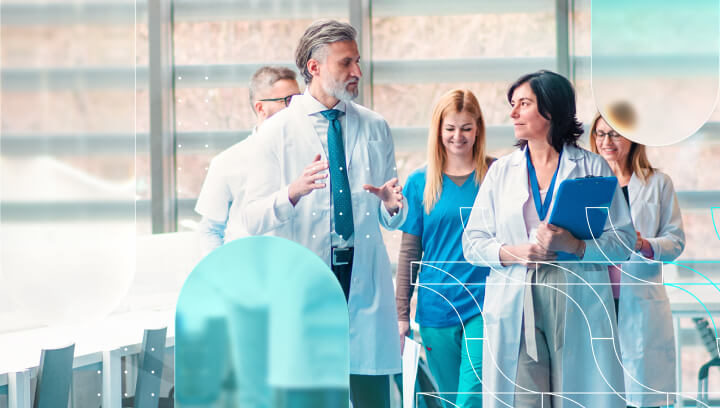 Team of doctors discussing best practices for effective root cause analysis (RCA) in a hospital setting.